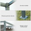 Pergola pentru gradina/terasa, retractabila, cadru metalic, gri, 2.98x2.13x2.22 m
