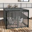 Pergola pentru gradina/terasa, retractabila, cadru metalic, gri, cu perdele, 3.97x2.97x2.25 m