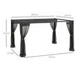 Pergola pentru gradina/terasa, retractabila, cadru metalic, gri, cu perdele, 3.97x2.97x2.25 m