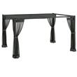 Pergola pentru gradina/terasa, retractabila, cadru metalic, gri, cu perdele, 3.97x2.97x2.25 m