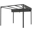 Pergola pentru gradina/terasa, retractabila, cu perete paravan, cadru aluminiu, gri inchis, 3x3x2.27 m