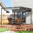 Pergola pentru gradina/terasa, retractabila, cu perete paravan, cadru aluminiu, gri inchis, 3x3x2.27 m