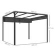 Pergola pentru gradina/terasa, retractabila, cu perete paravan, cadru aluminiu, gri inchis, 3x3x2.27 m