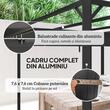 Pergola pentru gradina/terasa, retractabila, cu perete paravan, cadru aluminiu, gri inchis, 3x3x2.27 m