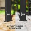 Pergola pentru gradina/terasa, retractabila, cu perete paravan, cadru aluminiu, gri inchis, 3x3x2.27 m