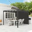 Pergola pentru gradina/terasa, retractabila, cu perete paravan, cadru aluminiu, gri inchis, 3x3x2.27 m