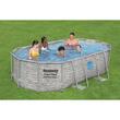Piscina structura metalica, ovala, cu filtru, pompa, scara, dozator, prelata acoperire, gri, 427x250x100 cm, Bestway Power Steel