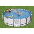 Piscina structura metalica, rotunda, cu filtru, pompa, scara, prelata acoperire, alb si gri, 488x122 cm, Bestway Steel Pro