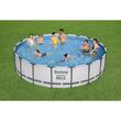 Piscina structura metalica, rotunda, cu filtru, pompa, scara, prelata acoperire, alb si gri, 549x122 cm, Bestway Steel Pro