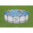 Piscina structura metalica, rotunda, cu filtru, pompa, scara, prelata acoperire, alb si gri, 427x107 cm, Bestway Steel Pro