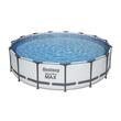 Piscina structura metalica, rotunda, cu filtru, pompa, scara, prelata acoperire, alb si gri, 457x107 cm, Bestway Steel Pro