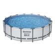 Piscina structura metalica, rotunda, cu filtru, pompa, scara, prelata acoperire, alb si gri, 488x122 cm, Bestway Steel Pro