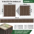 Podea de gradina din plastic, set 9 buc, 31x31 cm, maro inchis, Strend Pro