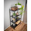 Raft depozitare, MagicHome, metalic, pliabil, pe roti, 4 polite, negru, max 200 kg, 72x34x127 cm