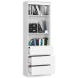 Raft depozitare, biblioteca, placa laminata, 3 sertare, 3 rafturi, alb, 60x35x180 cm