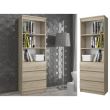 Raft depozitare, biblioteca, placa laminata, 3 sertare, 3 rafturi, stejar, 60x35x180 cm