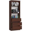 Raft depozitare, biblioteca, placa laminata, 3 sertare, 3 rafturi, wenge, 60x35x180 cm