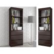 Raft depozitare, biblioteca, placa laminata, 3 sertare, 3 rafturi, wenge, 60x35x180 cm
