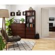Raft depozitare, biblioteca, placa laminata, 3 sertare, 3 rafturi, wenge, 60x35x180 cm