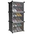 Raft/dulapior depozitat incaltaminte, modular, 6 polite, plastic, negru, 44.5x30x93 cm
