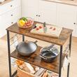 Raft pentru bucatarie, Artool, pal, otel, cu carlige, 2 polite, maro rustic si negru, 80x40x90 cm
