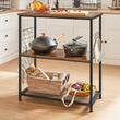 Raft pentru bucatarie, Artool, pal, otel, cu carlige, 2 polite, maro rustic si negru, 80x40x90 cm