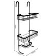 Raft pentru dus, suspendat, metalic, 3 rafturi, negru, 28.5x14x63 cm, Malatec