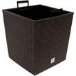 Set 2 ghivece de flori, Rato Low, imitatie ratan, patrate, 40x40x40.8 cm, maro, Prosperplast