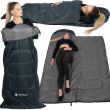 Sac de dormit, turistic, 2 in 1, gri, 210x73 cm, Springos