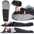 Sac de dormit, turistic, negru si gri, 220x50/80 cm, Springos