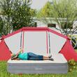 Saltea camping, gonflabila, cu pompa electrica incorporata, 220-240 V, PVC, gri si bej, 203x92x46 cm