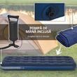 Saltea camping, gonflabila, cu pompa manuala inclusa, PVC, bluemarin, 191x73x22 cm