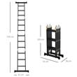 Scara aluminiu, multifunctionala, 4 tronsoane, 3 trepte, max 150 kg, 1.03-3.7 m