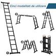 Scara aluminiu, multifunctionala, 4 tronsoane, 3 trepte, max 150 kg, 1.03-3.7 m