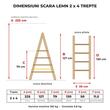 Scara lemn, 2 tronsoane, 4 trepte, carlig pentru galeata, max 150 kg, 1.30 m, Strend Pro