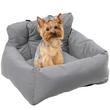 Scaun auto pentru caine/pisica, tip culcus moale, material Oxford, bumbac, cu centuri, gri, 50x54x33 cm