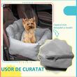 Scaun auto pentru caine/pisica, tip culcus moale, material Oxford, bumbac, cu centuri, gri, 50x54x33 cm