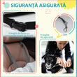 Scaun auto pentru caine/pisica, tip culcus moale, material Oxford, bumbac, cu centuri, gri, 50x54x33 cm