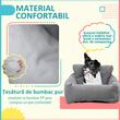 Scaun auto pentru caine/pisica, tip culcus moale, material Oxford, bumbac, cu centuri, gri, 50x54x33 cm