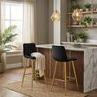 Scaun de bucatarie/bar, Artool, Pozza, catifea neagra, picioare metal auriu, 43.5x49x102 cm