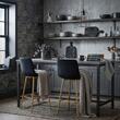 Scaun de bucatarie/bar, Artool, Pozza, catifea neagra, picioare metal auriu, 43.5x49x102 cm