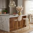 Scaun de bucatarie/bar, Artool, Pozza, catifea maro, picioare metal auriu, 43x49x102 cm