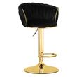 Scaun de bucatarie/bar, Artool, Mig, rotativ, catifea neagra, picior metal auriu, 51x50x84-105 cm