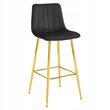 Scaun de bucatarie/bar, Artool, Pozza, catifea neagra, picioare metal auriu, 43.5x49x102 cm