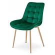 Scaun bucatarie/living, Artool, Bera, catifea verde, picioare metal natur, 54x60x88 cm