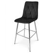 Scaun de bucatarie/bar, Artool, Libra, catifea neagra, picioare metal argintiu, 52x56x112 cm
