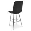 Scaun de bucatarie/bar, Artool, Libra, catifea neagra, picioare metal argintiu, 52x56x112 cm