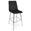 Scaun de bucatarie/bar, Artool, Libra, catifea neagra, picioare metal argintiu, 52x56x112 cm