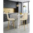 Scaun de bucatarie/bar, Artool, Libra, catifea bej deschis, picioare metal auriu, 52x56x112 cm