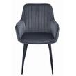 Scaune bucatarie/living, set 2 buc, Artool, Solden, catifea, metal, gri inchis si negru, 55x45.5x83.5 cm